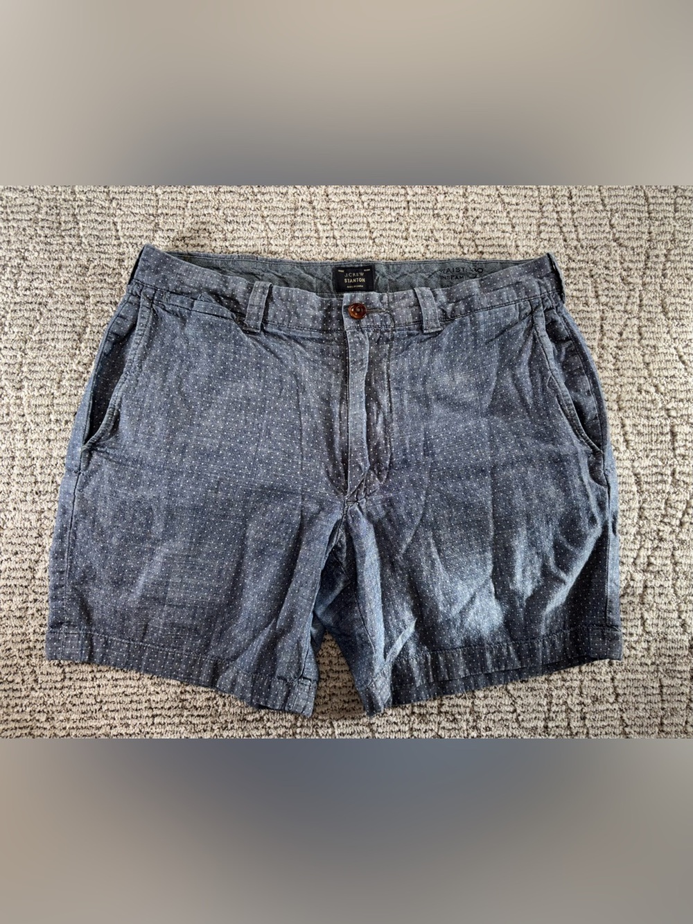 J. Crew Stanton Men’s Size 30 Blue Patterned 7” Chino Shorts